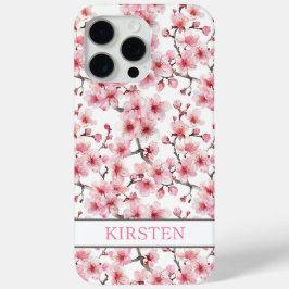 Cherry Blossoms Sakura Pattern Monogrammed iPhone 15 Pro Max Hoesje