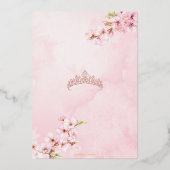 Cherry Blossoms Sakura Pink Sweet 16 Rose Gold  Folie Uitnodiging (Achterkant)