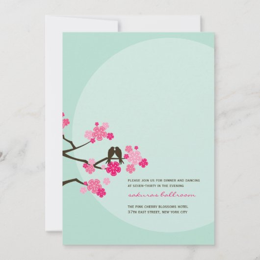 Cherry Blossoms Sakura Tortelduifjes Bruiloft Uitn Kaart (Achterkant)