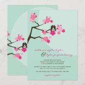Cherry Blossoms Sakura Tortelduifjes Bruiloft Uitn Kaart (Voorkant / Achterkant)