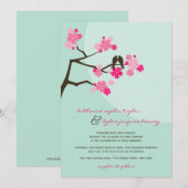 Cherry Blossoms Sakura Tortelduifjes Bruiloft Uitn Kaart (Voorkant / Achterkant)