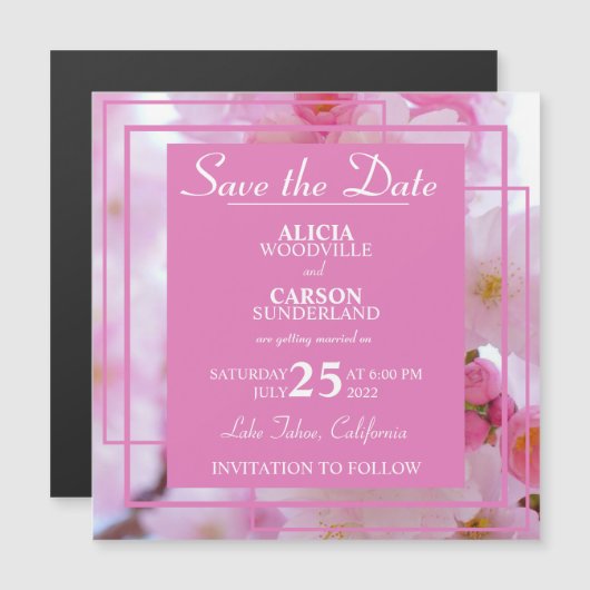 Cherry Blossom's Save the Date Magnetic Invitation Magnetische Uitnodiging (Voorkant / Achterkant)