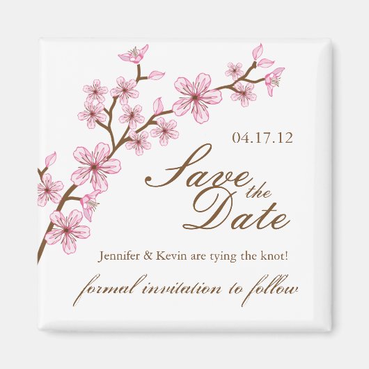 Cherry Blossoms Save the Date Wedding Magnet (Voorkant)