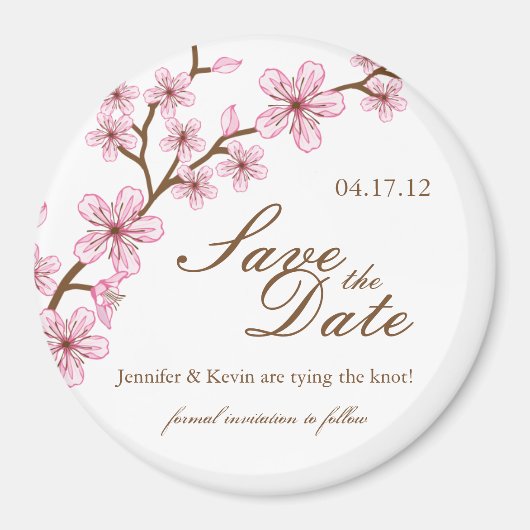 Cherry Blossoms Save the Date Wedding Magnet (Voorkant)