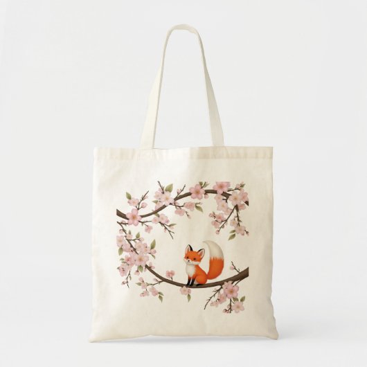 Cherry Blossoms & Schattige Fox – Artistic Budget  Tote Bag (Voorkant)