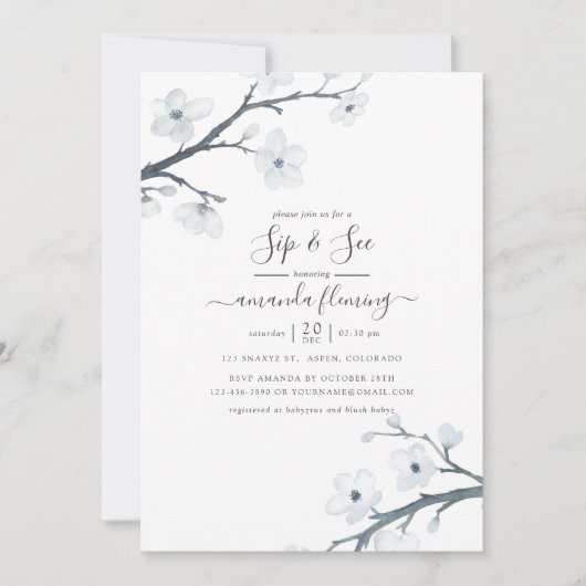 Cherry Blossoms Sip and See Kaart (Voorkant)