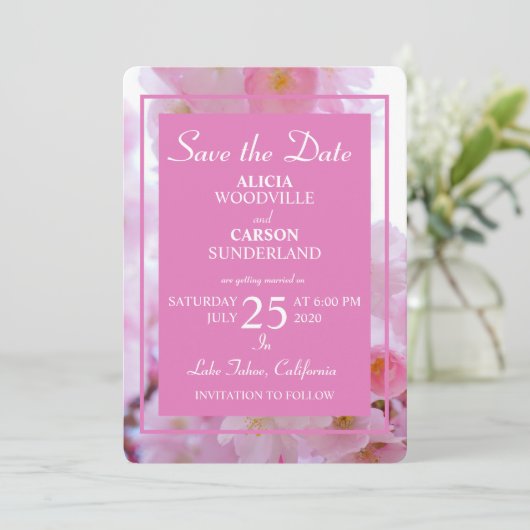 Cherry Blossoms Sla de datum op Kaart (Staand voorkant)