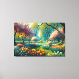 Cherry Blossoms Springtime Impressionist Abstract Canvas Afdruk