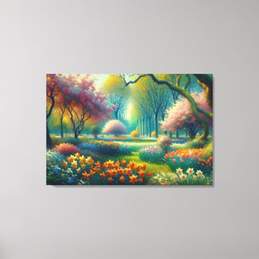 Cherry Blossoms Springtime Impressionist Abstract Canvas Afdruk (Voorkant)