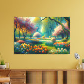 Cherry Blossoms Springtime Impressionist Abstract Canvas Afdruk (Insitu (Woonkamer))