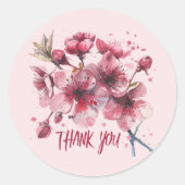 Cherry blossoms. Thank You. Ronde Sticker (Voorkant)
