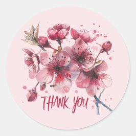 Cherry blossoms. Thank You.  Ronde Sticker