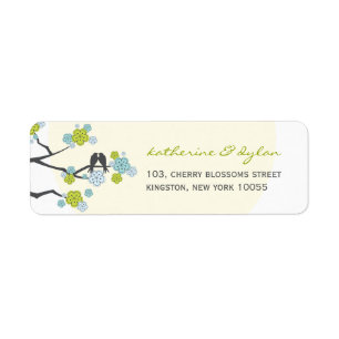 Cherry Blossoms Tortelduifjes Bruiloft Adresetiket Etiket