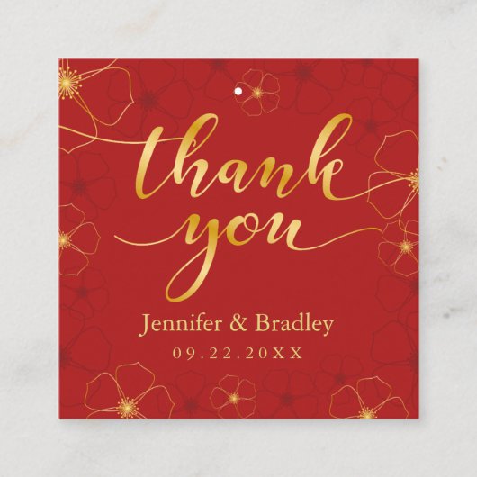 Cherry Blossoms Trouwgunst Label | Aangepaste kleu (Voorkant)