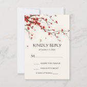 Cherry Blossoms Waterverf Bloemen Bruiloft RSVP (Voorkant)