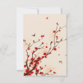 Cherry Blossoms Waterverf Bloemen Bruiloft RSVP (Achterkant)