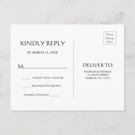 Cherry Blossoms Waterverf Bloemen Bruiloft RSVP Uitnodiging Briefkaart (Achterkant)