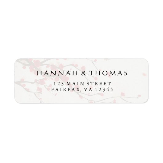 Cherry Blossoms Waterverf Bloemen Retouradres Etiket (Voorkant)