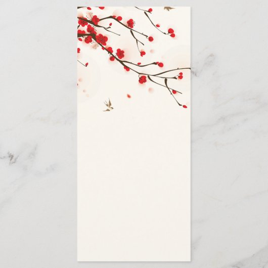 Cherry Blossoms Waterverf Bruiloft Menu (Achterkant)