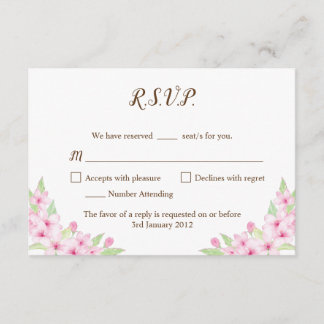 Cherry Blossoms Waterverf Bruiloft RSVP Kaart