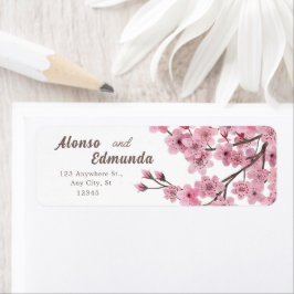 Cherry Blossoms Waterverf Floral gepersonaliseerd Etiket