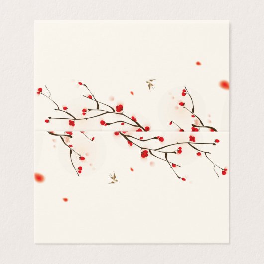 Cherry Blossoms Waterverf Tafel Plaats Kaart (Buitenkant ongevouwen)