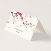 Cherry Blossoms Waterverf Trouwtafel Plaats Kaart (Achterkant)