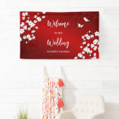 Cherry Blossoms White Red Wedding Welcome Spandoek (Insitu)