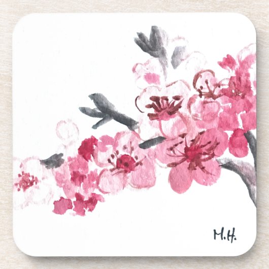 Cherry blosspiroze bloemen onderzetter (Voorkant)