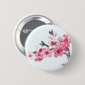 Cherry blosspiroze bloemen ronde button 5,7 cm (Voorkant /achterkant)