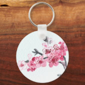 Cherry blosspiroze bloemen sleutelhanger (Voorkant)