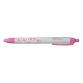 Cherry Blosssom Silver Glitter Monogram Blauwe Inkt Pen (Bodem)