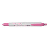 Cherry Blosssom Silver Glitter Monogram Blauwe Inkt Pen (Achterkant)