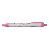 Cherry Blosssom Silver Glitter Monogram Blauwe Inkt Pen (Bovenkant)
