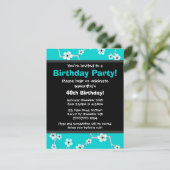  Cherry Blossum Black en Blue Party Invite Kaart (Staand voorkant)