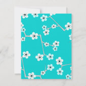  Cherry Blossum Black en Blue Party Invite Kaart (Achterkant)