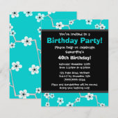  Cherry Blossum Black en Blue Party Invite Kaart (Voorkant / Achterkant)