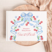Cherry Blue Bow Baby shower Gastenboek
