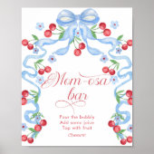 Cherry Blue Bow Momosa bar baby shower Poster (Voorkant)