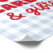 Cherry Blue Gingham Kaarten & Cadeaus Verjaardag Poster (Hoek)