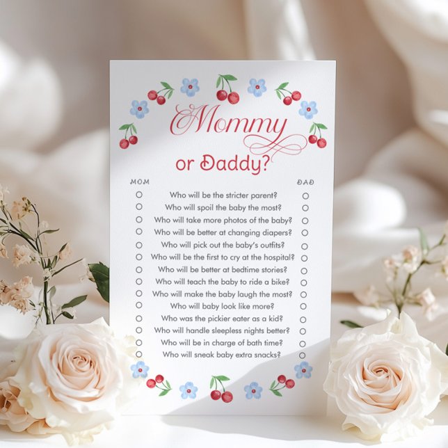 Cherry Blue Mama of Daddy Baby shower spel (Creator heeft geüpload)