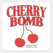 Cherry Bomb Retro Vierkante Sticker (Voorkant)
