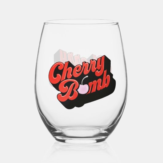 Cherry Bomb Stemless Wine Glass Wijnglas Zonder Voet (Voorkant)