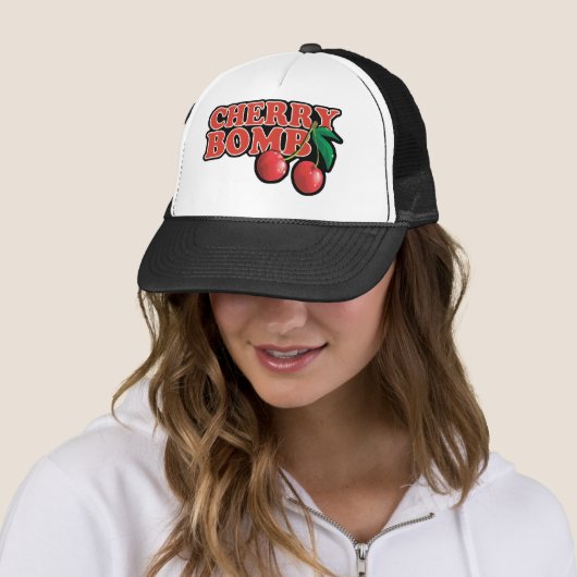 Cherry Bomb Trucker Hat Pet (In situ)