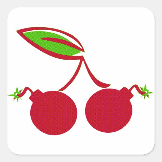 Cherry Bomb Vierkante Sticker (Voorkant)