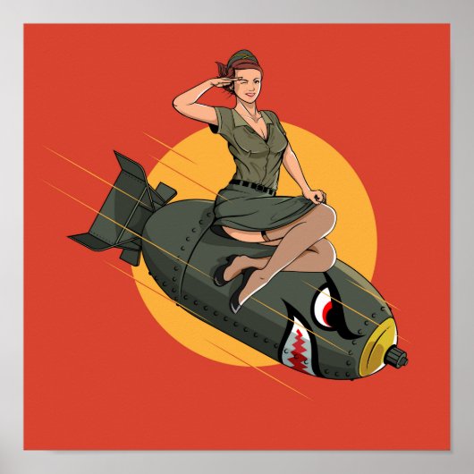 Cherry Bomb WW2 Pin Up Girl Poster (Voorkant)