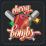 Cherry Bombs Logo Softball Parents Glendora Gear Vierkante Sticker<br><div class="desc">Cherry Bombs Logo Softball Parents Glendora Gear</div>
