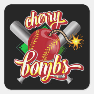 Cherry Bombs Logo Softball Parents Glendora Gear Vierkante Sticker