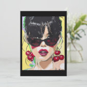 ‘Cherry Bombshell’-schilderij op een kleine print Kaart (Staand voorkant)