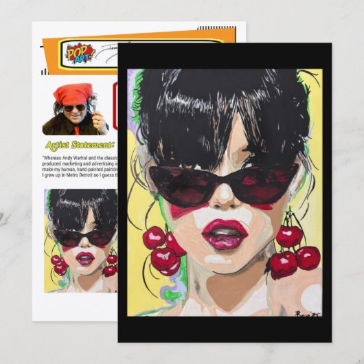 ‘Cherry Bombshell’-schilderij op een kleine print Kaart (Voorkant / Achterkant)